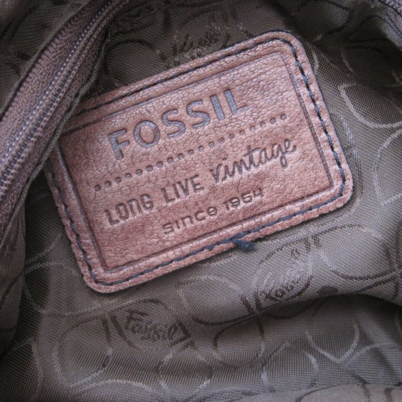 Fossil Brown Leather Crossover Fold Over Bag - Picture 4 of 8